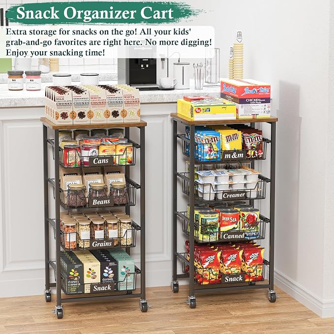 Fruit Basket, 5-Tier Utility Kitchen Organizer and Storage Cart - Image 9