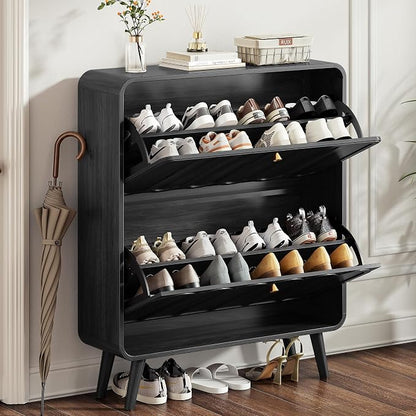 Decofy Shoe Cabinet with 2 Flip Drawers, Expanded Panel - Image 5