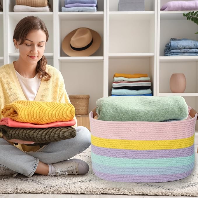 danpinera Large Laundry Basket, 108L Rectangle Woven Baskets - Image 6