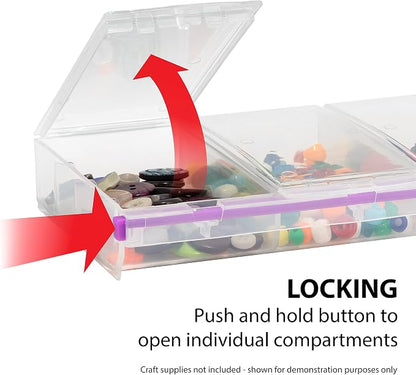 Craft Mates Bead Organizer, 4 Locking Compartments, Plastic Storage | Clear - Image 2