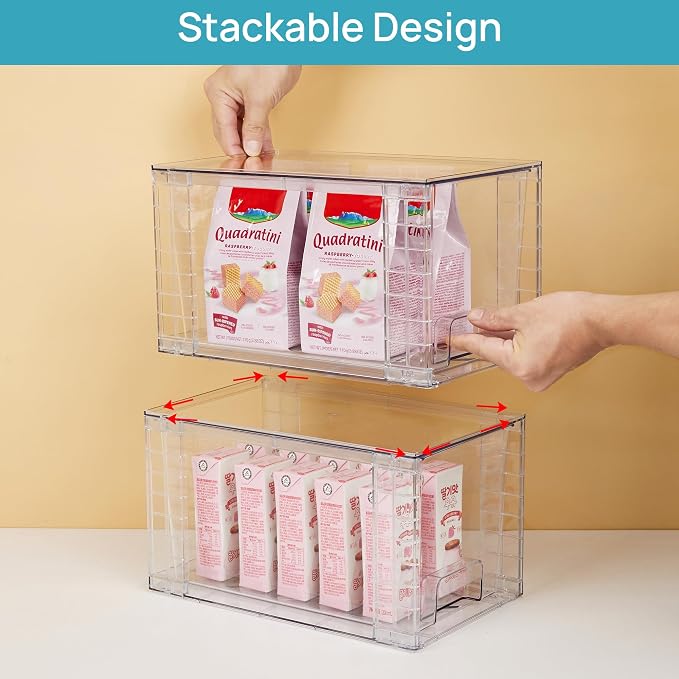 Vtopmart 4Pack Large Stackable Kitchen Pantry Storage Drawers, Acrylic Drawer - Image 3