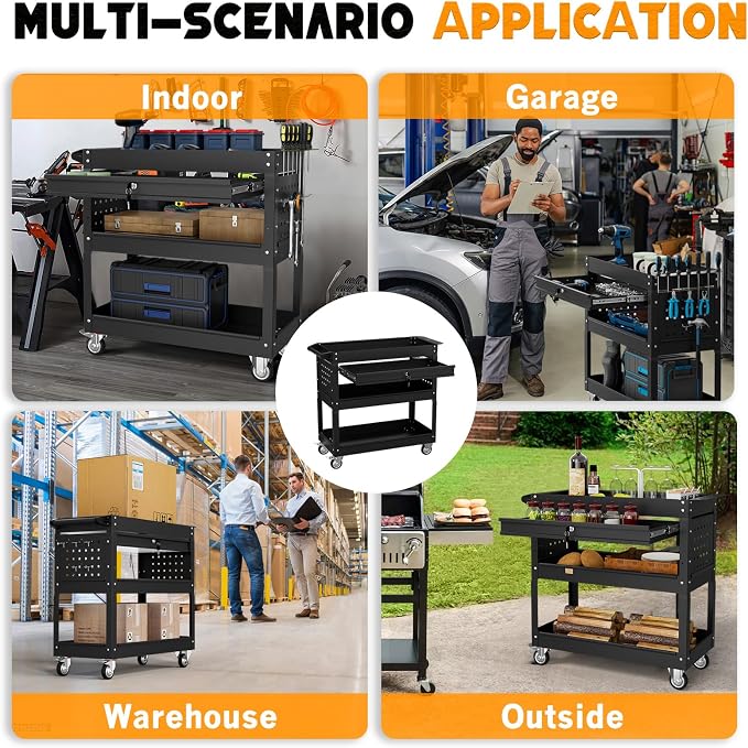 3 Tier Tool Cart on Wheels - Image 6