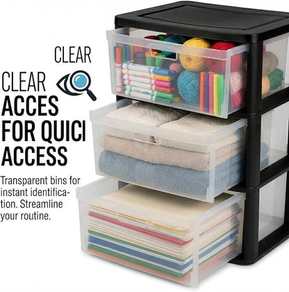 Wide 3-Drawer Storage Organizer Tower - Image 4