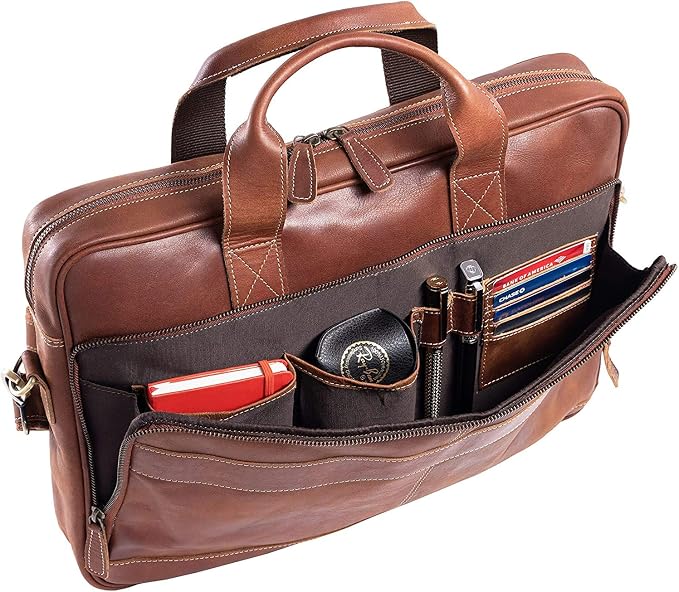 Leather briefcase 18 Inch Laptop Messenger Bags - Image 2
