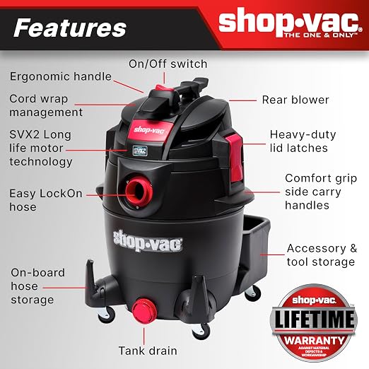 Shop-Vac 5801411 14-Gallon Wet/Dry Shop Vacuum, 5.5 Peak HP, 2.5 Inch Diameter - Image 4