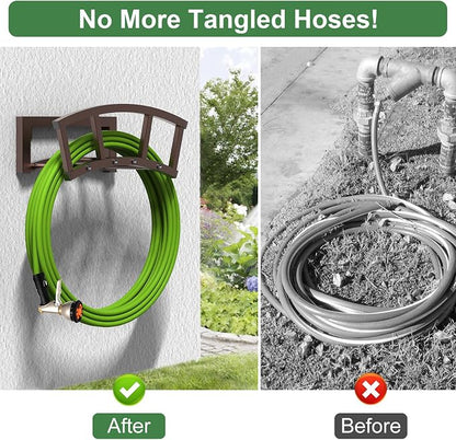2 Pack Garden Hose Holder Wall Mounted, Outdoor Heavy Duty Metal Water Hose - Image 4