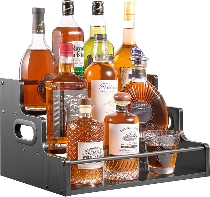 3-Tier Liquor Bottle Display Shelf, Coffee Syrup Rack Organizer, Water Bottle by Unknown