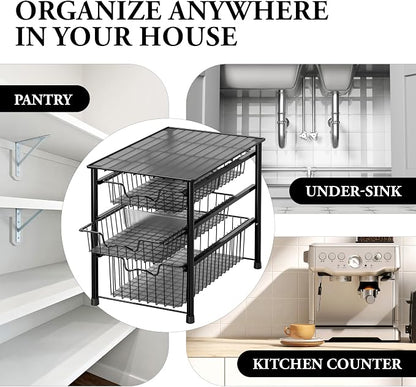 Simple Houseware Stackable 3 Tier Sliding Basket Organizer Drawer - Image 8