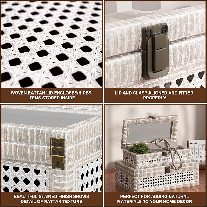 Rattan Decorative Box, Boho Display Boxes - Image 4