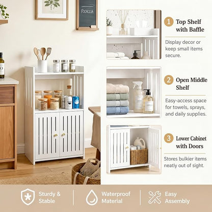 HAYOFAMY 3-Tier Bathroom Storage Cabinet 8.7" D x 14.2" W x 24.8" H | White - Image 5
