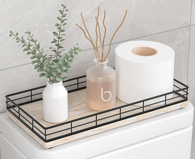Toilet Paper Basket Organizer – Ash Wood Toilet Tank Tray by Focusonit