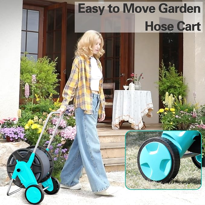 Portable Garden Hose Reel Cart, Hold Up to 100-120 Ft of 5/8 Inch Hose - Image 5