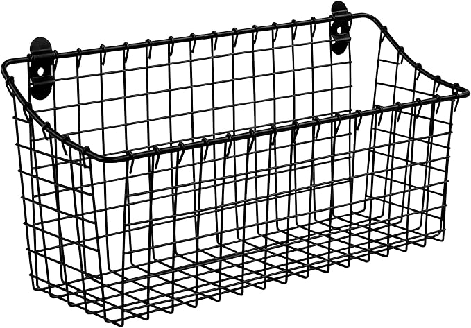 Spectrum Large Wire Wall Mount Storage Basket Matte Black, Wall Mount Storage by Unknown