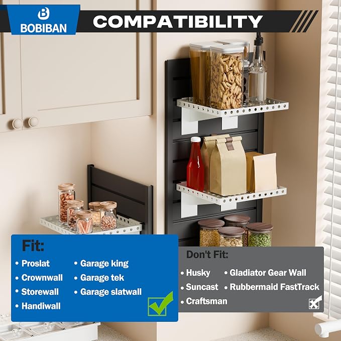4 Pack Slatwall Shelves, Heavy Duty White Metal Slat Wall Shelf - Image 5