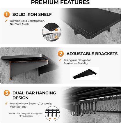2-Pack 4ft x 16in Heavy Duty Metal Garage Wall Shelving, 700lbs Capacity Solid - Image 3