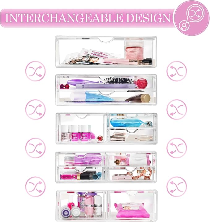 Sorbus Large Stackable Acrylic Drawers - Image 5