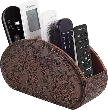 Tv Remote Holder Tray with 5 Compartment, PU Leather Remote Control Holder/Caddy by XNONE