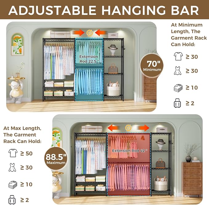 Golpart Heavy Duty Clothes Rack Metal Wardrobe - Image 8