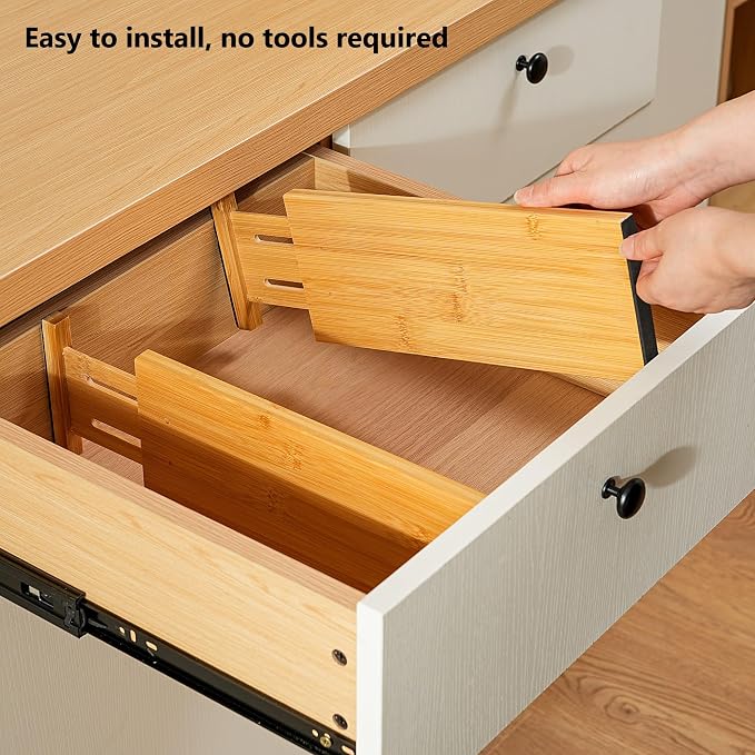 Fabsome Dresser Drawer Organizers 6 Pack, 4.65'' High Adjustable from 17-22‘’ - Image 9