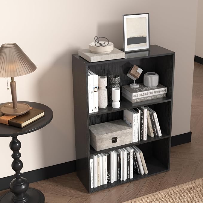 Wooden 3 Cube Storage Organizer, 3 Tier Low Bookcase Storage Display Organizer - Image 7