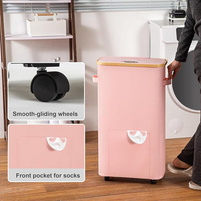 Vincona Laundry Basket with Wheels, Tall Dirty Clothes Hamper on Wheels - Image 4