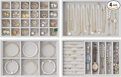 Lolalet Jewelry Drawer Organizer Inserts, Stackable Velvet Tray Jewelry Storage by Lolalet