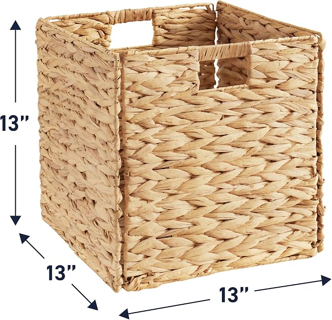 Ornavo Home 13 x 13 Inch Water Hyacinth Baskets Set of 4 – Handwoven - Image 2