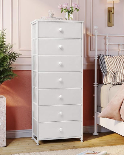 Fabric Dresser for Bedroom, 7-Drawer Tall Vertical Storage Tower | Wooden Top - Image 2