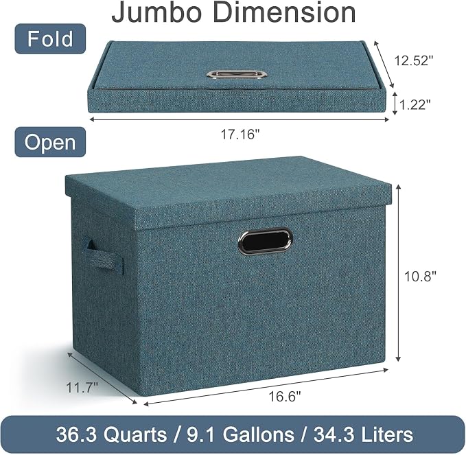 Large 17" 36 Quart Collapsible Stackable Storage Bins - Image 2
