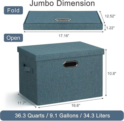 Large 17" 36 Quart Collapsible Stackable Storage Bins - Image 2