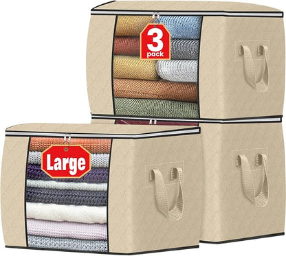 Fab totes 24 Gallons Clothes Storage, Foldable Thick Fabric Blanket Storage Bags by Fabtotes