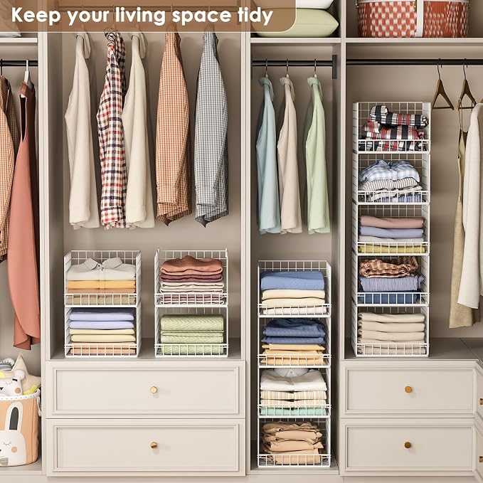5-Tier Stackable Closet Organizers and Storage Baskets, Closet Shelf Organizer - Image 8