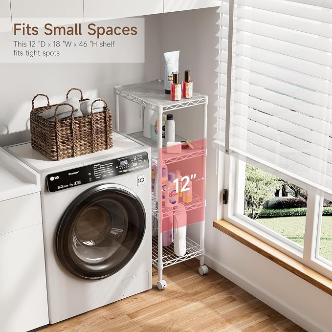 4 Tier Adjustable Storage Shelves, Heavy Duty Metal Utility Shelf Wire Shelving - Image 6