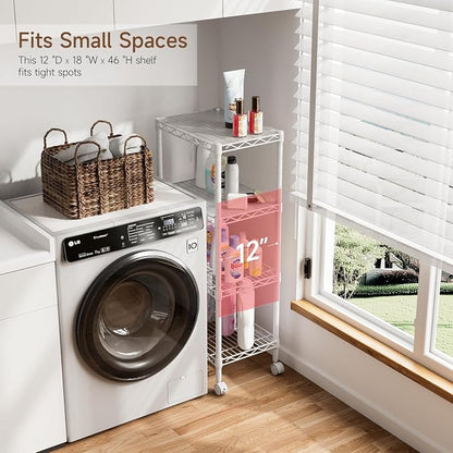 4 Tier Adjustable Storage Shelves, Heavy Duty Metal Utility Shelf Wire Shelving - Image 6