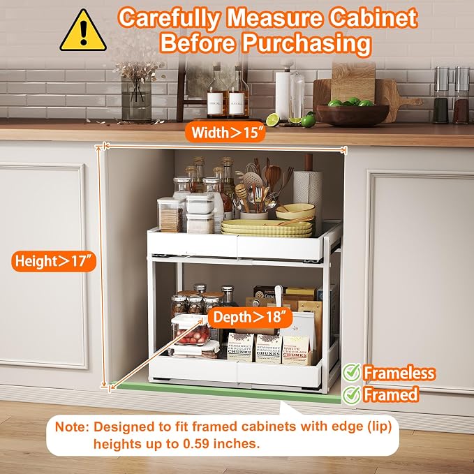 Golener 2-Tier Expandable Pull Out Cabinet Organizer - Image 5