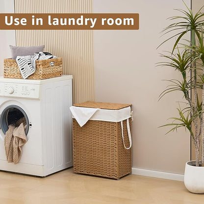 Slim Wicker Laundry Hamper - Image 5
