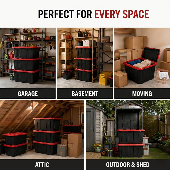 27 Gal Industrial Tote, 2 Pack Large Storage Bin, Suitable - Image 9