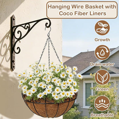 4 Pack 14 inch Metal Hanging Baskets - Image 2