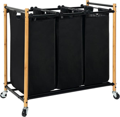 STORAGE MANIAC 3 Section Laundry Sorter, 35.9 Gal Laundry Hamper Cart by STORAGEMANIAC