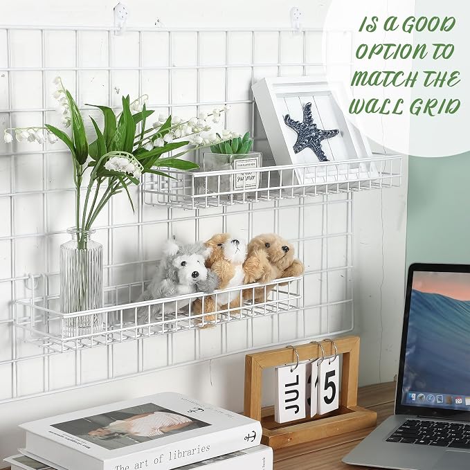 Blulu 4 Pcs 15.75 x 3.94 x 1.97 Inch Metal Grid Wall Baskets - Image 6