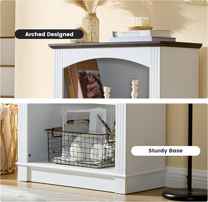 White Bookshelf, 3 Tier Bookcase and Kids Bookshelf, Small Storage Cabinet - Image 6