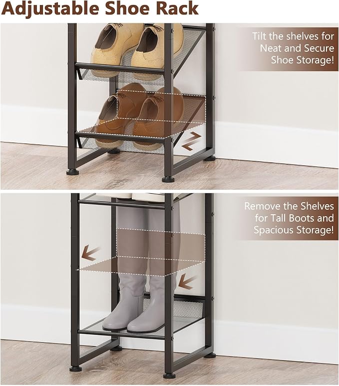 6 Tiers Vertical Shoe Rack, Corner Shoe Storage Organizer, Narrow Shoe Tower - Image 7