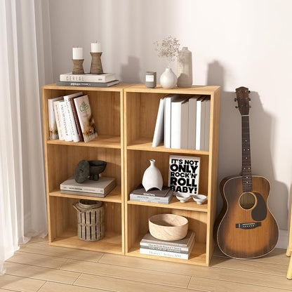 Wooden 3 Cube Storage Organizer, 3 Tier Low Bookcase Freestanding Storage - Image 5