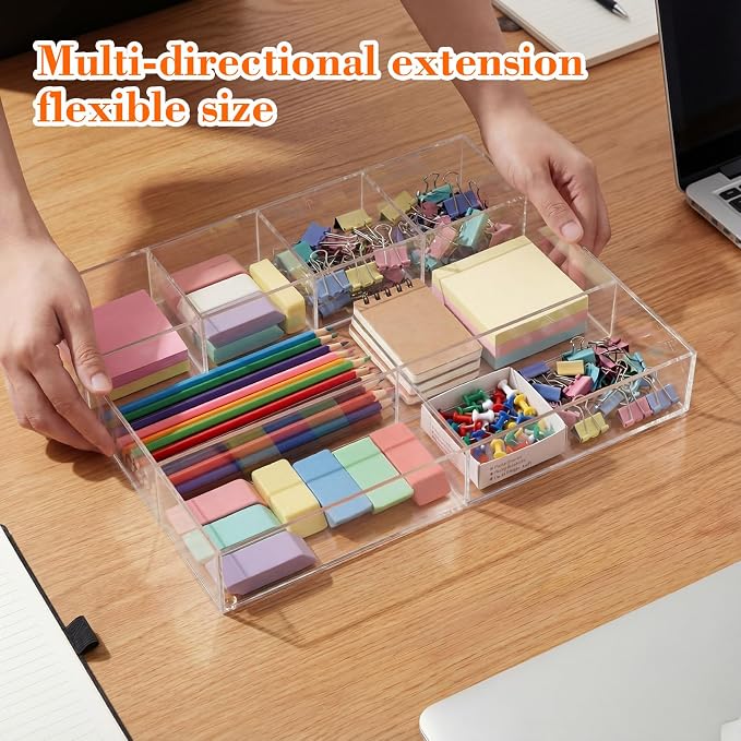 Large Acrylic Desk Deep Drawer Organizer - Image 3