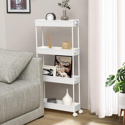SPACELEAD Slim Storage Cart 4 Tier, Bathroom Organizer Rolling Utility - Image 7