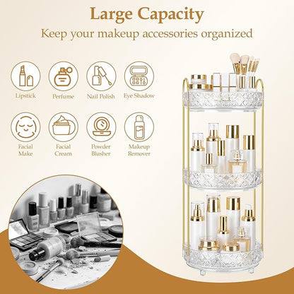 360 Rotating Makeup Organizer for Vanity, 3 Tier Adjustable Perfume Organizer - Image 7