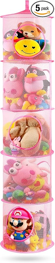 Hanging Stuffed Animal Storage Hammock Net 5 Tiers, Holds Plushies, Foldable by coastalrose