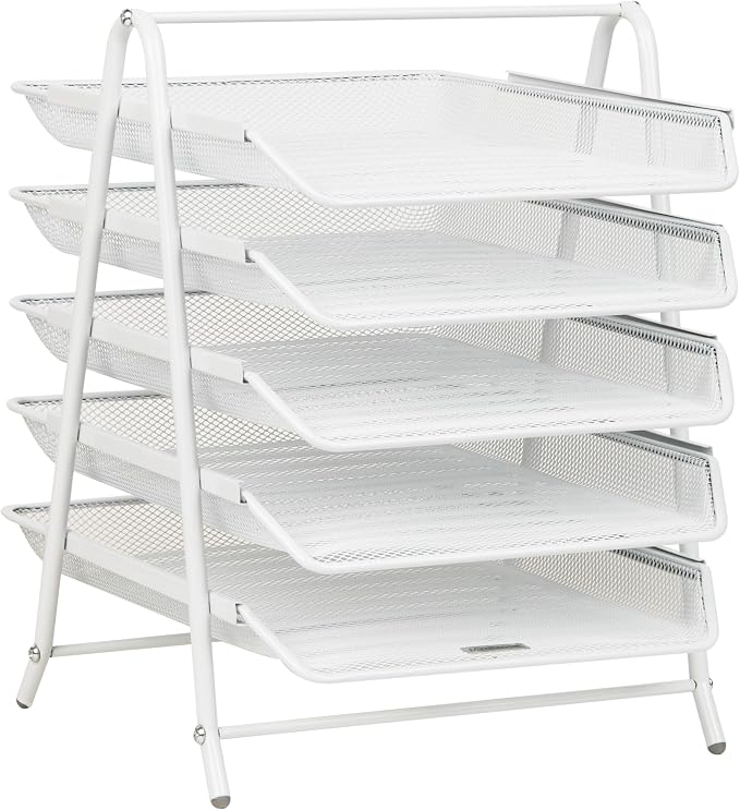 Mind Reader 5-Tier Paper Tray Organizer, Vertical Desktop File Storage Rack - Image 7