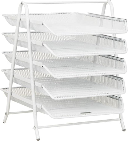 Mind Reader 5-Tier Paper Tray Organizer, Vertical Desktop File Storage Rack - Image 7