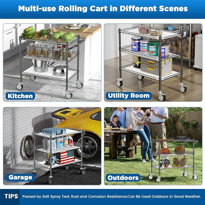 Leteuke 3 Tier Rolling Carts - Image 5